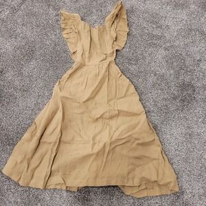 The Simple Folk Linen Pinafore Dress Camel Kids Size 8/9Y